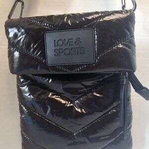 Love & Sports Olivia Black Puffer Quilted With Black Strap